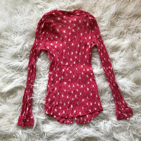 BODEN CORAL RED WHT SILK BLEND CREPE BUTTON DOWN - Picture 6 of 6